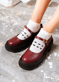 Load image into Gallery viewer, Lug-Sole Buckled Loafers - maroon