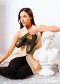 Load image into Gallery viewer, Glossy Alligator Effect Lace-Up Flat - olive
