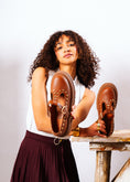 Load image into Gallery viewer, Edgy Chunky T-Strap Loafers - camel
