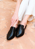 Load image into Gallery viewer, Croc-Embossed Pointed-Toe Mules - black