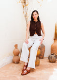 Load image into Gallery viewer, Glossy Croc-Effect Strap Flats - camel