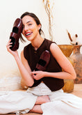 Load image into Gallery viewer, Glossy Croc-Effect Strap Flats - maroon