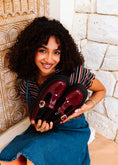 Load image into Gallery viewer, Glossy T-Strap Chunky Mary Loafers - maroon