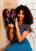 Load image into Gallery viewer, Glossy T-Strap Chunky Mary Loafers - maroon