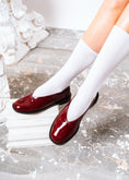 Load image into Gallery viewer, Glossy V-Cut Patent Ballerinas - maroon