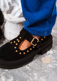 Load image into Gallery viewer, Studded Suede T-Strap Mary Loafers - black