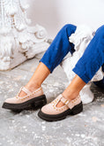 Load image into Gallery viewer, Studded Suede T-Strap Mary Loafers - powder pink
