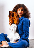 Load image into Gallery viewer, Studded Suede T-Strap Mary Loafers - camel