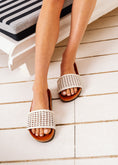 Load image into Gallery viewer, Contoured Cork Woven Slides - white