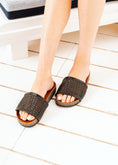 Load image into Gallery viewer, Contoured Cork Woven Slides - black