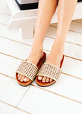 Load image into Gallery viewer, Contoured Cork Woven Slides - gold
