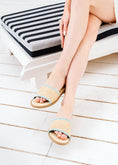 Load image into Gallery viewer, Braided Raffia Flat Slides - blue