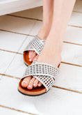 Load image into Gallery viewer, Braided Cross-Strap Slides - silver