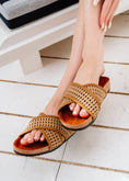 Load image into Gallery viewer, Braided Cross-Strap Slides - cafe