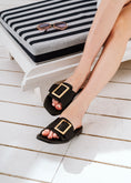 Load image into Gallery viewer, Square-Toe Buckle Slides - black