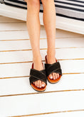 Load image into Gallery viewer, Textured Cross-Strap Slides - black
