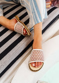 Load image into Gallery viewer, Geometric Mesh Studded Slides - white