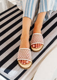 Load image into Gallery viewer, Geometric Mesh Studded Slides - white