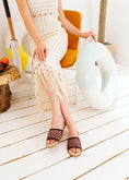 Load image into Gallery viewer, Geometric Mesh Studded Slides - brown
