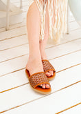 Load image into Gallery viewer, Geometric Mesh Studded Slides - camel
