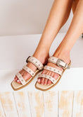 Load image into Gallery viewer, Edgy Triple-Strap Studded Slides - beige