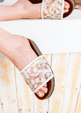 Load image into Gallery viewer, Wildflower Single-Strap Slides - white
