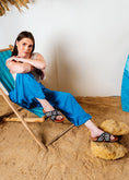 Load image into Gallery viewer, Boho Knit Cross-Strap Slides - black