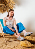 Load image into Gallery viewer, Floral Embroidered Mesh Clogs - blue