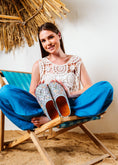 Load image into Gallery viewer, Floral Embroidered Mesh Clogs - blue