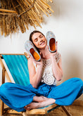 Load image into Gallery viewer, Floral Embroidered Mesh Clogs - blue