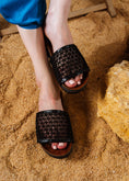 Load image into Gallery viewer, Lattice Net Cork-Sole Slides - black