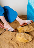 Load image into Gallery viewer, Lattice Net Cork-Sole Slides - white