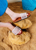 Load image into Gallery viewer, Lattice Net Cork-Sole Slides - white