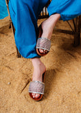 Load image into Gallery viewer, Lattice Net Cork-Sole Slides - silver