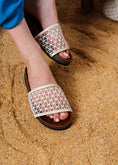 Load image into Gallery viewer, Lattice Net Cork-Sole Slides - beige