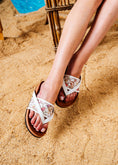 Load image into Gallery viewer, Floral Mesh Criss-Cross Slides - white