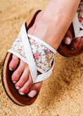 Load image into Gallery viewer, Floral Mesh Criss-Cross Slides - white