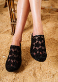 Load image into Gallery viewer, Floral Bloom Mesh Mules - black