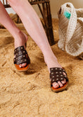 Load image into Gallery viewer, Chic Rivet-Detail Square Slides - brown