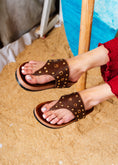 Load image into Gallery viewer, Studded Eyelet Comfort Slides - brown