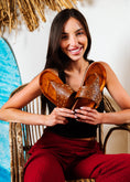 Load image into Gallery viewer, Studded Eyelet Comfort Slides - camel