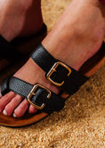 Load image into Gallery viewer, Isla Double-Buckle Slide - black