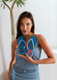 Load image into Gallery viewer, Stitch Tropical Flip Flops - blue