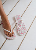 Load image into Gallery viewer, Marie Cat Printed Flip Flops - white