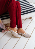 Load image into Gallery viewer, Buckled Mesh Flat Mules - white