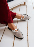 Load image into Gallery viewer, Buckled Mesh Flat Mules - silver