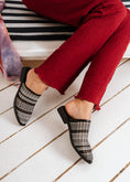 Load image into Gallery viewer, Plaid Textured Mules - black