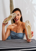 Load image into Gallery viewer, Textured Woven Ballerinas - beige