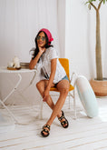 Load image into Gallery viewer, Summer Shell Flat Slides - black