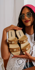 Load image into Gallery viewer, Summer Shell Flat Slides - cafe